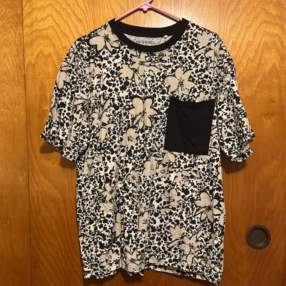 Black and Cream Floral Men's Tee